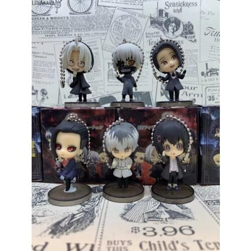 6PCS/Set Anime Tokyo Ghoul Kaneki Ken Q Version Keychain Pendant PVC Action Figure Collection Model Keyring Toys Brinquedos 5cm