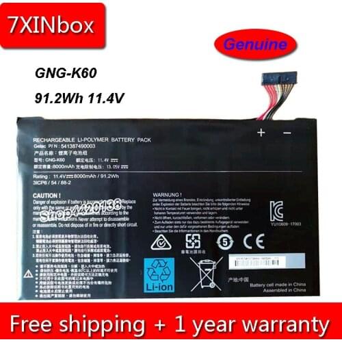 7XINbox 91.2Wh 8000mAh 11.4V Genuine GNG-K60 541387490003 Laptop Battery For Gigabyte P56XT P56XTv7-DE022T P56XTv7-DE427T Tablet