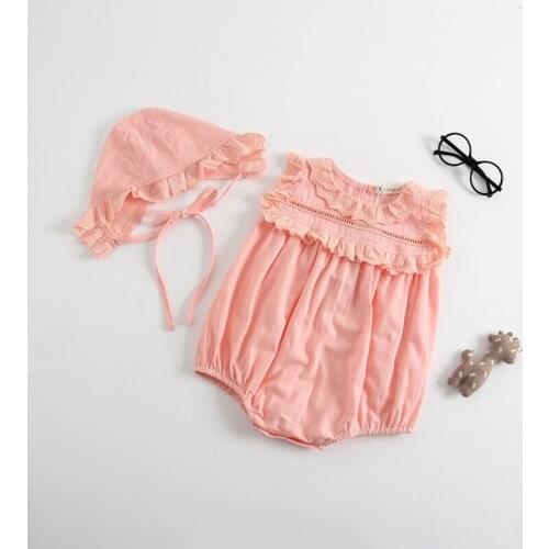 Infant Baby Bodysuit Clothes Newborn Princess Girl Bodysuit+Cap Birthday Baptism Clothing Girls 100% Cotton Infant Outfits