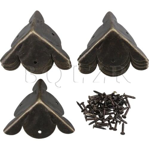 BQLZR 15 x Wooden Case Jewelry Box Corner Protector 30x30mm Furniture Hardware Bronzy