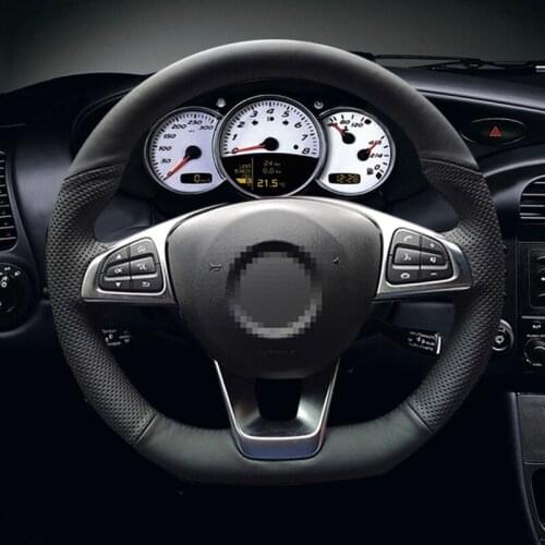 Black Artificial Leather Car Steering Wheel Cover for Mercedes-Benz C200 C250 C300 B250 B260 A200 A250 Sport CLA220