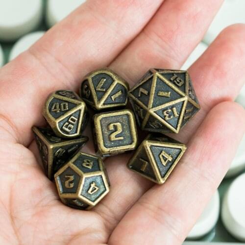 Cusdie Mini Metal D&D Dice, 7 PCs DND Dice, 10mm Polyhedral Dice Set, for Role Playing Game MTG Pathfinder