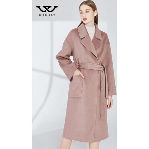 Water ripple double-sided cashmere coat womens 2021 new autumn and winter loose fashion Korean medium and long wool coat