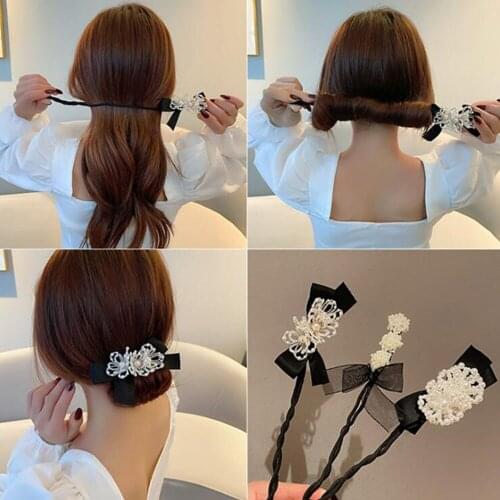 Elegant Hair Scrunchies Flower Hair Maker Tools Vintage Pearl Hairpin Bun Hairstyle Hair Stick Women Hair Accessories Jewelry