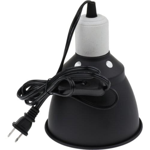 300W Metal Ceramic Heat UV UVB Lamp Light Holder Dome Shape Brooder Reptile Black E27 US Plug