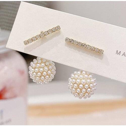 Korean Super Shine Exquisite Imitation Pearls Earrings for Women Cubic Zircon Temperament Charm Stud Earrings Wedding Jewelry
