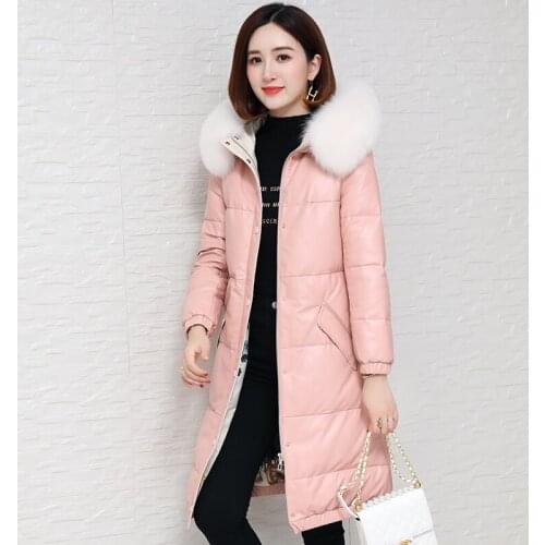 Real Genuine Leather Jacket Fox Fur Collar 100% Sheepskin Down Coat Female Korean Vintage Autumn Winter Coat Women Clothes 2020