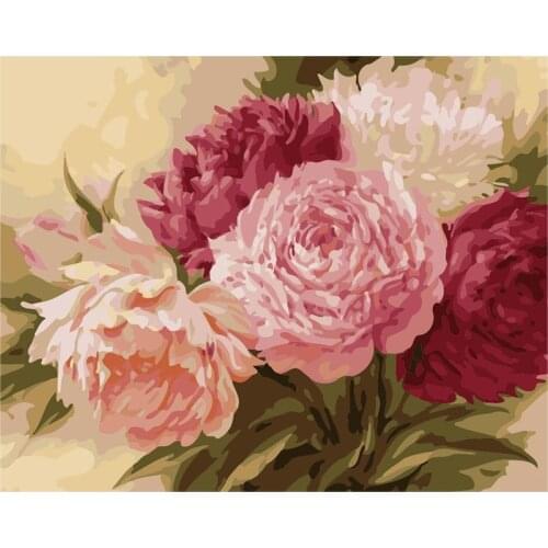 Peony Chinese style Flower DIY Digital Painting By Numbers Modern Wall Art Canvas Painting Unique Gift Home Decor 40x50cm