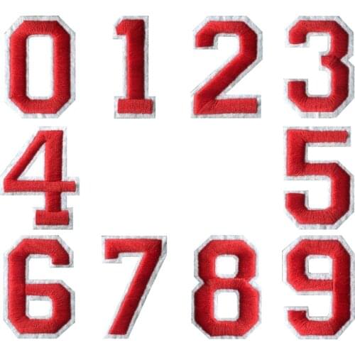 In stock 0-9 Arabic numerals Mixed numbers Embroidered Sew on badge Iron On embroidery Patches For Jacket Clothing Bag Pant