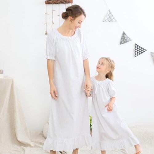 New Homewear Fashion Mom and Daughter Parent-Child Outfit Pajamas Short Sleeve Loose Nightdress Family Matching Clothes A412
