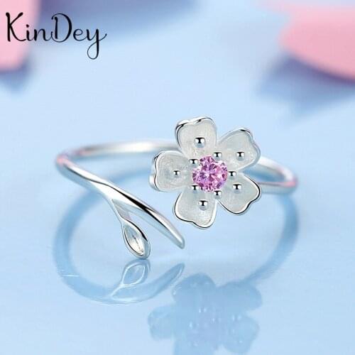 New Trendy Charm Crystal Cheery Flower Rings For Women Men Boho Knuckle Party Rings Punk Cocktail Jewelry Girls Gift 2021