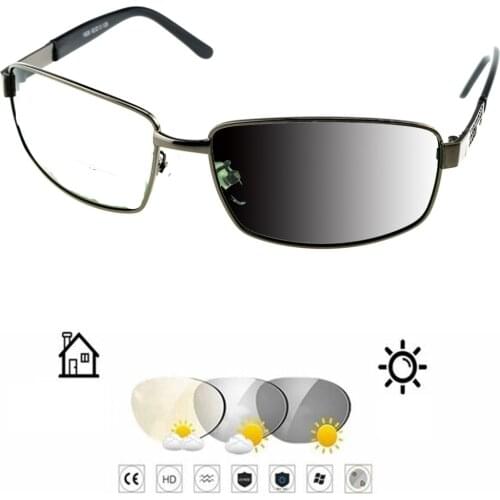 Rectangle Chimes Style Leg Sports Men Photochromic Grey Reading Glasses +0.75 +1 +1.25 +1.5 +1.75 +2 +2.25 +2.5 +2.75 To +4