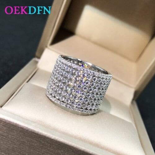OEKDFN 100% 925 Sterling Silver Ring Created Moissanite Diamonds Gemstone Wedding Band Luxury Rings Fine Jewelry Drop Shipping