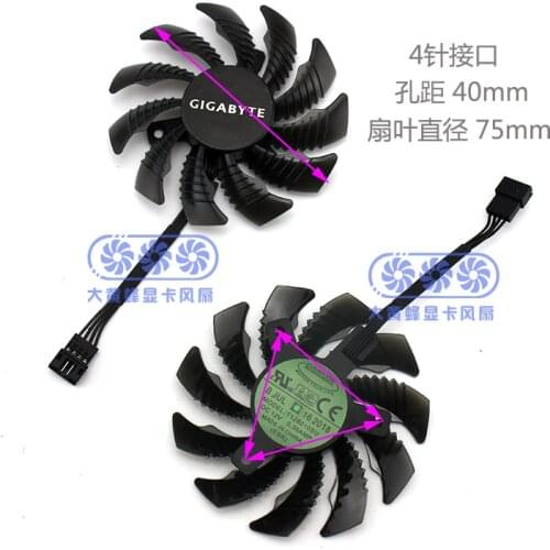 Original GTX 1080ti small white video card cooling fan diameter 75mm hole spacing 40mm t128010su