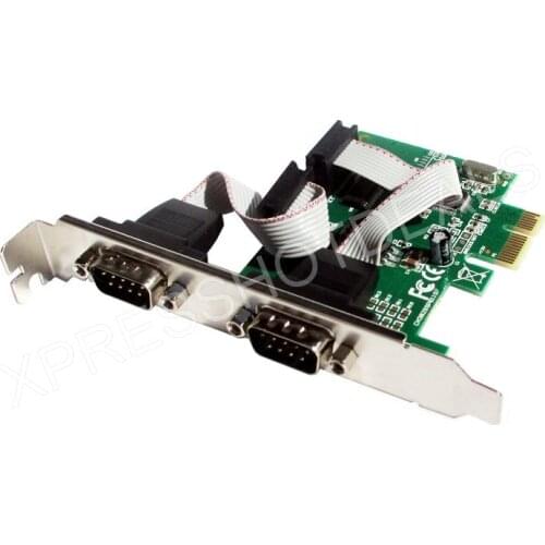 PCI-E Express to Dual Serial DB9 RS232 RS-232 2 Ports Controller Adapter Card