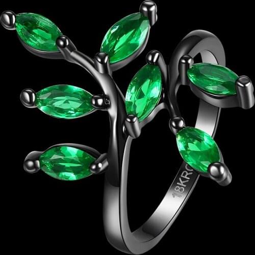 Attractive jewelry Green Cubic Zirconia rings for Women Black Gun Wedding Ring size 6 7 8 AR2003