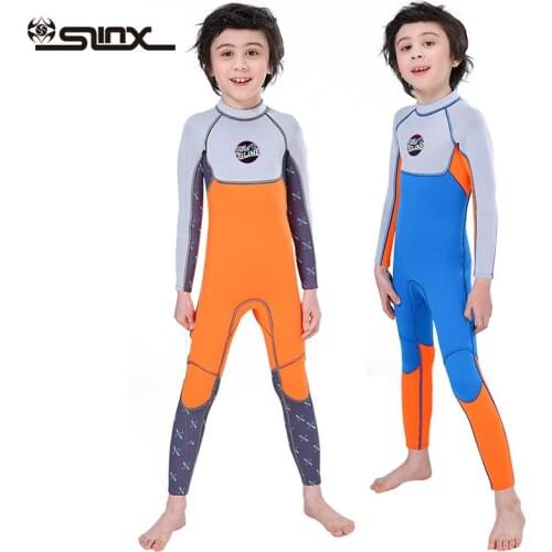 Professional One piece Long-sleeve 2.5mm Neoprene Boys Diving Suit Wetsuits Children Warm Underwater Swim Diving Equipment