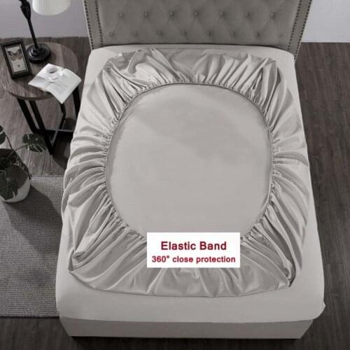 100% Polyester solid bed sheet elastic band fitted sheet mattress cover soft cozy adult kids queen king size home textile