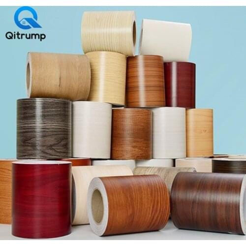 New Wood Grain Waist Line Wallpaper Ceramic Tile Self Adhesive Stickers Waterproof Frame Anchor Line Living Room Home Decoration