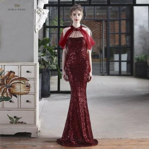 Sequin Evening Dresses Long Halter Sleeveless Beading Evening Gown Mermaid Backless Prom Gown