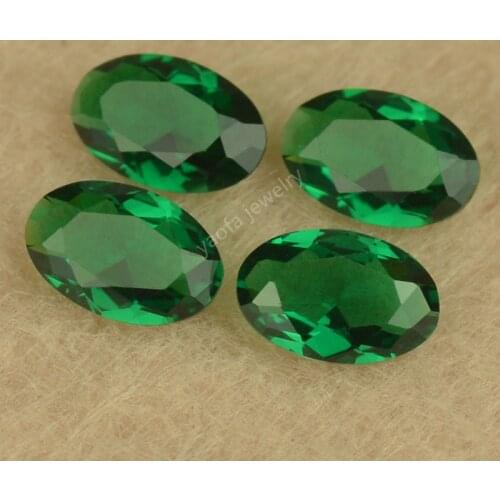 High Temperature Resistance 2x3~15x20mm Lab Created Emerald Green Color Nano Synthetic Gems Oval Cut Stone For Jewelry Accessory