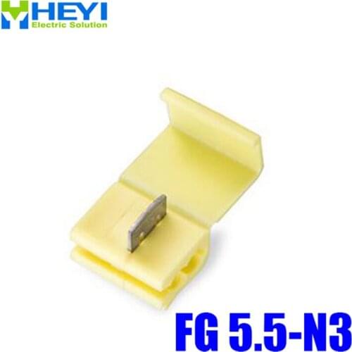 Top quality 100pcs/lot FG5.5-N3 Yellow Fast Scotch Lock Wire Electrical Cable Connectors Quick Splice Terminals