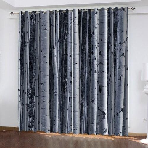 High quality custom 3d curtain fabric grey forest curtains 3D Window Curtain For Living Room