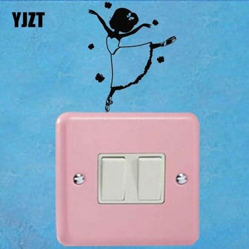 YJZT Little Ballerina Girl Dance Pose Ballet Switch Decals Vinyl Home Room Door Wall Sticker 8SS-2684
