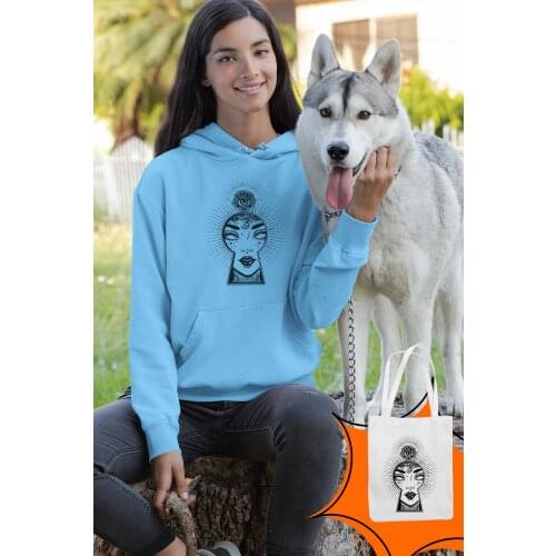 Angemiel Wear Lock Eye Blue Women 'S Hooded Sweatshirt Bags Kombin