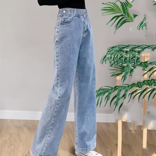Woman Jeans High Waist Clothes Wide Leg Denim Clothing Blue Streetwear Vintage Quality 2021 Fashion Harajuku Straight Pants