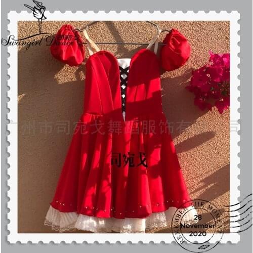 Girls Red Chipolino Variation Professional Ballet Costume Dress For Competition YAGP Custom Made Ballet Dress BT4019