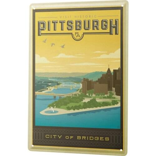 SINCE 2004 Tin Sign Metal Plate Decorative Sign Home Decor Plaques 30 x 40 cm Retro Art Metropole Pittsburgh City of Bridges