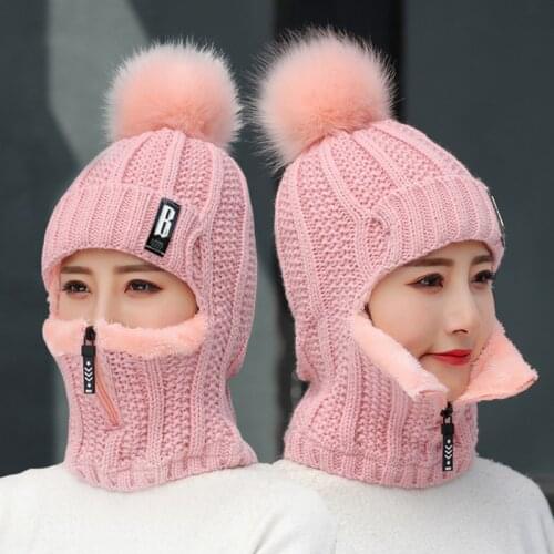 Maershei Winter knitted Beanies Hats Women Thick Warm Beanie Skullies Hat Female knit Letter Bonnet Beanie Caps Outdoor Riding S
