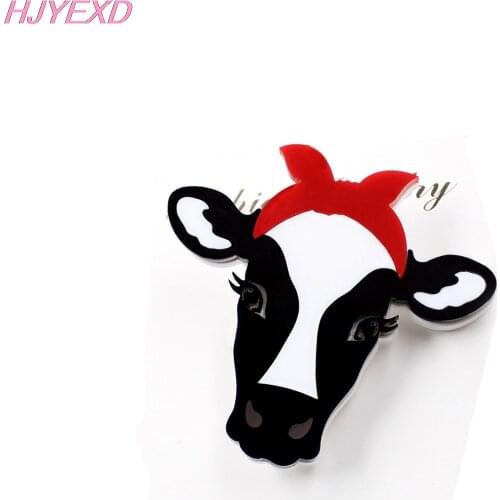 1pcs) BR112 Acrylic Cow Brooch (Safe Pin) Holiday Statemnts Red Bow Cow Acrylic Brooch