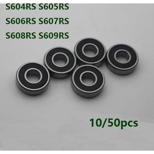10/50pcs S604RS S605RS S606RS S607RS S608RS S609RS Stainless Steel Deep Groove Rubber Seal Ball bearings