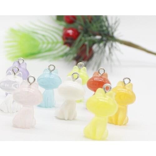 10 cute candy color fox resin DIY mobile phone patch earrings key ring pendant necklace jewelry accessories