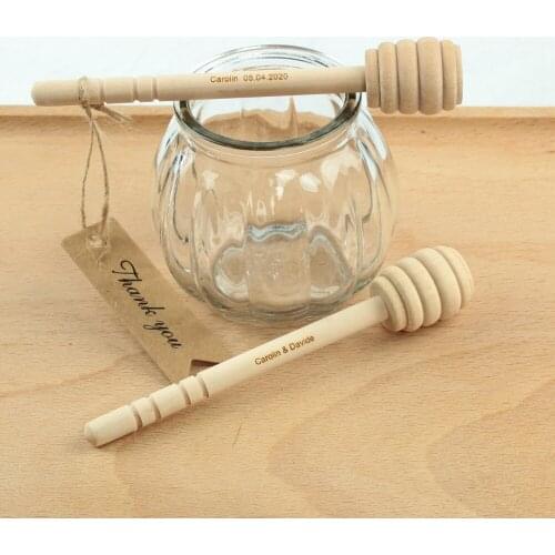 10pcs Personlized Honey Stir Bar Mixing Handle Jar Spoon Wood Dipper Honey Stick Wedding Party Favor Gifts Baby Shower gift