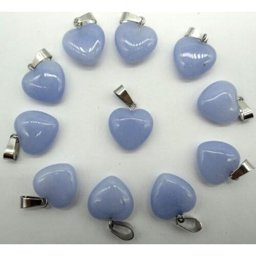 16mm Natural stone Turquoises Quartz Crystal tiger eye Opal lapis heart pendant for diy Jewelry making Necklaces Accessories24PC