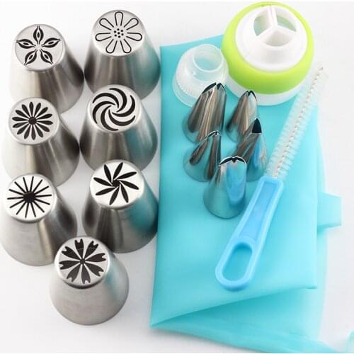Mujiang 16Pcs Pastry Nozzles Coupler Icing Piping Tips Sets Stainless Steel Leaf Nozzles Cream Bakeware Cupcake Cake Decorating