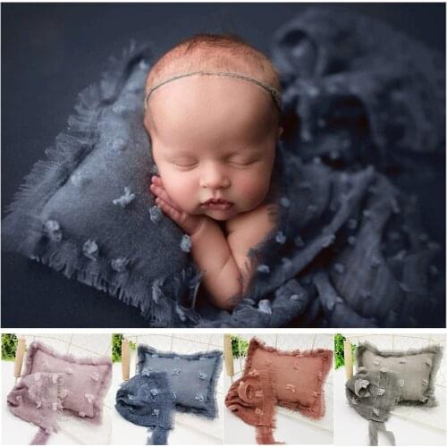 2Pcs/Set Newborn Photography Props New Baby Photo Shoot Sets Cotton and Linen Posing Pillow + Wraps + Hat Bonnet Accessories