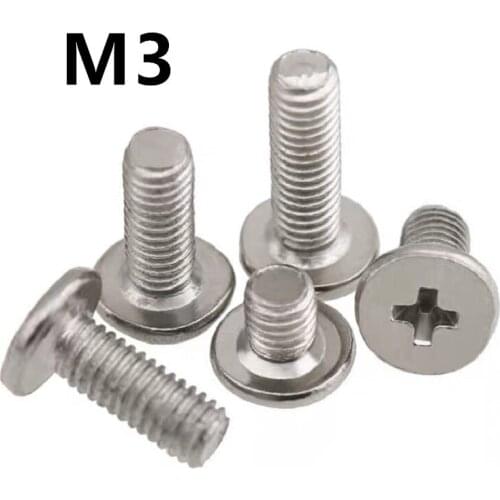 200pcs/lot M3x4/5/6/8/10/12mm Nickel plated thin edge flat head cross screw CM