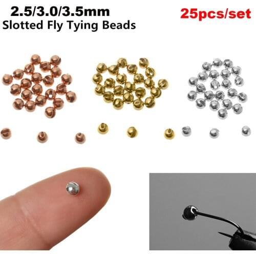 25Pcs/lot Nice-Designed Slotted Tungsten Beads Fly Tying Beads Tungsten 2.5mm/3.0mm/3.5mm Fly Tying Material