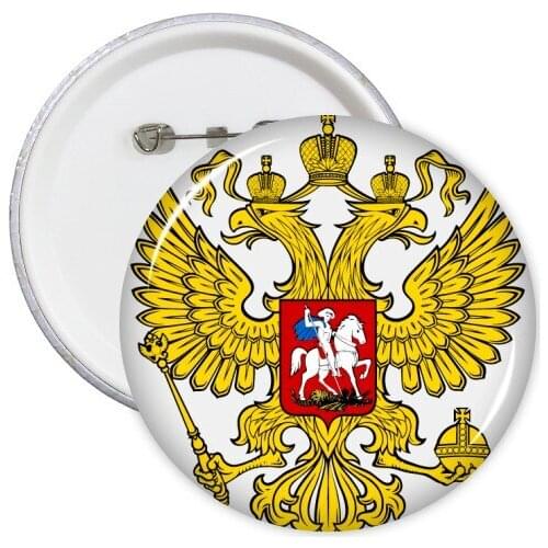5pcs Double-headed Eagle Russia Symbol Pattern Round Pin Badge Button Decorate Badges Clothing Patche Kid Gift Brooche