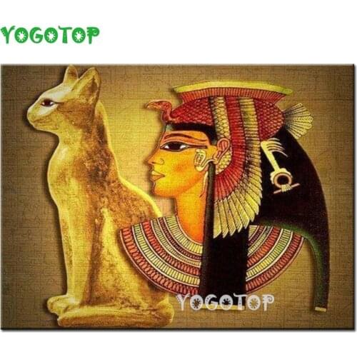5D DIY Diamond rhinestone Mosaic Egyptian woman and Sphynx Cat Diamond Painting Cross Stitch Diamond embroidery Full YY4508