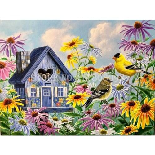 Diamond Embroidery Bird House Flowers Diamond Painting Full Square/Round Drill Diy Craft Mosaic Art Cross Stitch Home Decor Gift