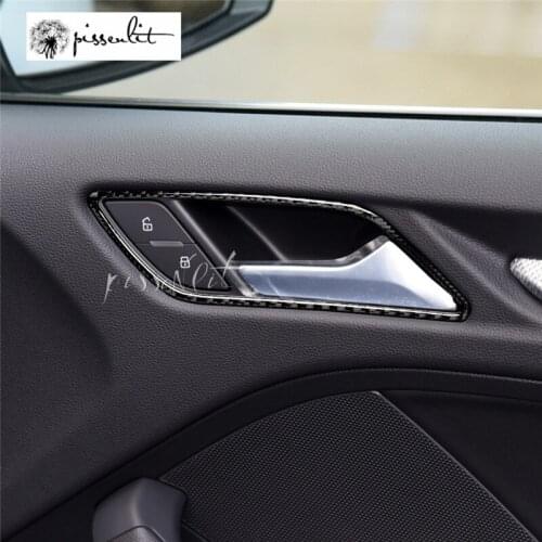Car Interio Carbon Fiber Door Handle Decorative Strips Trim Stickers for Audi A3 8V 2013 2014 2015 2016 2017 Car Accessories