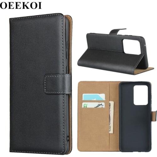 OEEKOI Genuine Leather Wallet Flip Cover Case for Samsung Galaxy S20 Ultra with Card Slots Holder