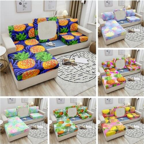 Pineapple Fabric Sofa Cushion Cover Furniture Protector For Living Room L Shape Elastic Sofa Seat Cover Couch Sofa Covers