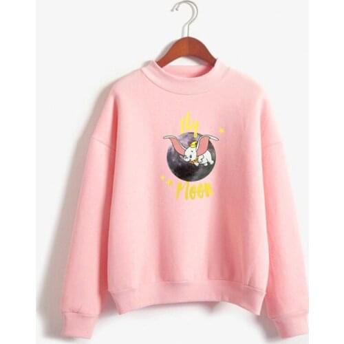 Dumbo Cute Cartoon Pink Elephant 2019 winter high collar sweatshirt Flying elephant dumbo sweatshirt circus case sweatshirt
