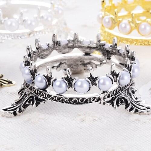 1Pcs Nail Pen Holder Crown Gold-plated Rack Shelf Pearl Nail Supplies Tools Nail Brush Manicure Display Stand Vintage Pen Holder